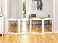 PAWLAND Dog Gate Indoor with Door, Freestanding, Foldable - White / 【4 Panels】96"W x 32"H - image 2