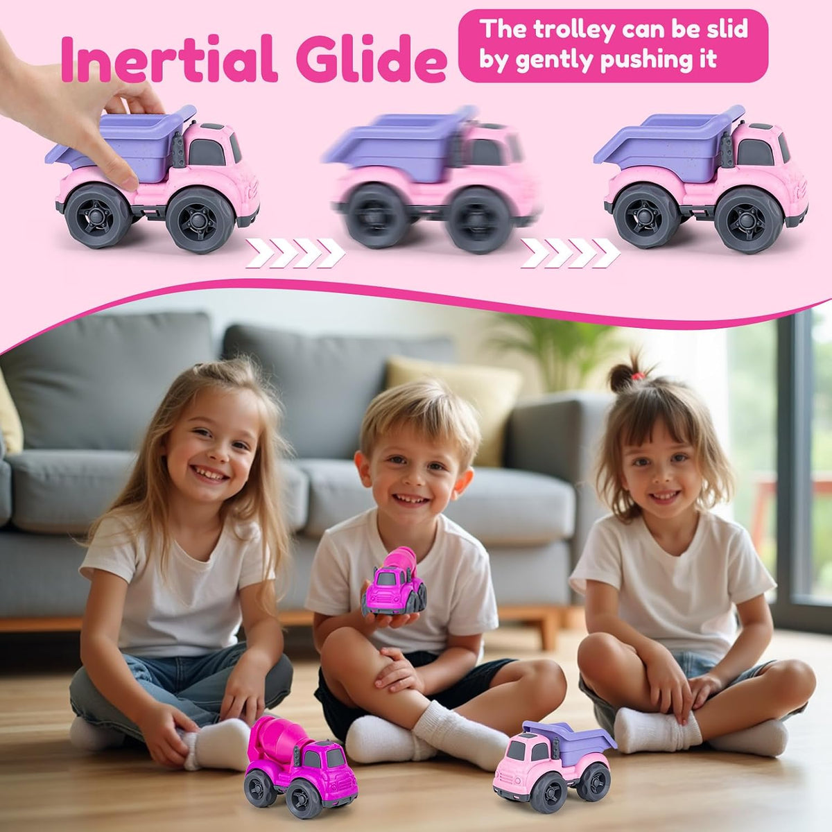 Aigitoy 2 Pack Car Toys for Kids 18M+ - Pink - image 4