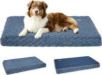 EMPSIGN Dog Bed Mat Crate Pad Mattress, Ultra Soft Pet Kennel - Navy/Grey / L(35"*22"*3")