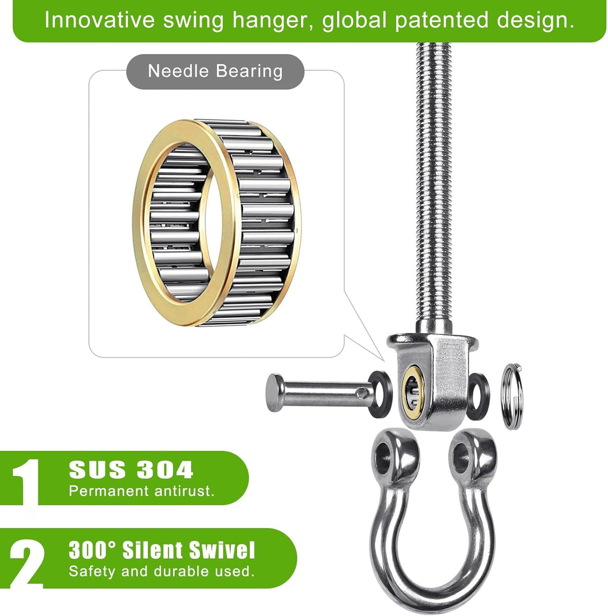 BeneLabel heavy duty stainless steel swing hangers with bearings, set of 2 - view 23