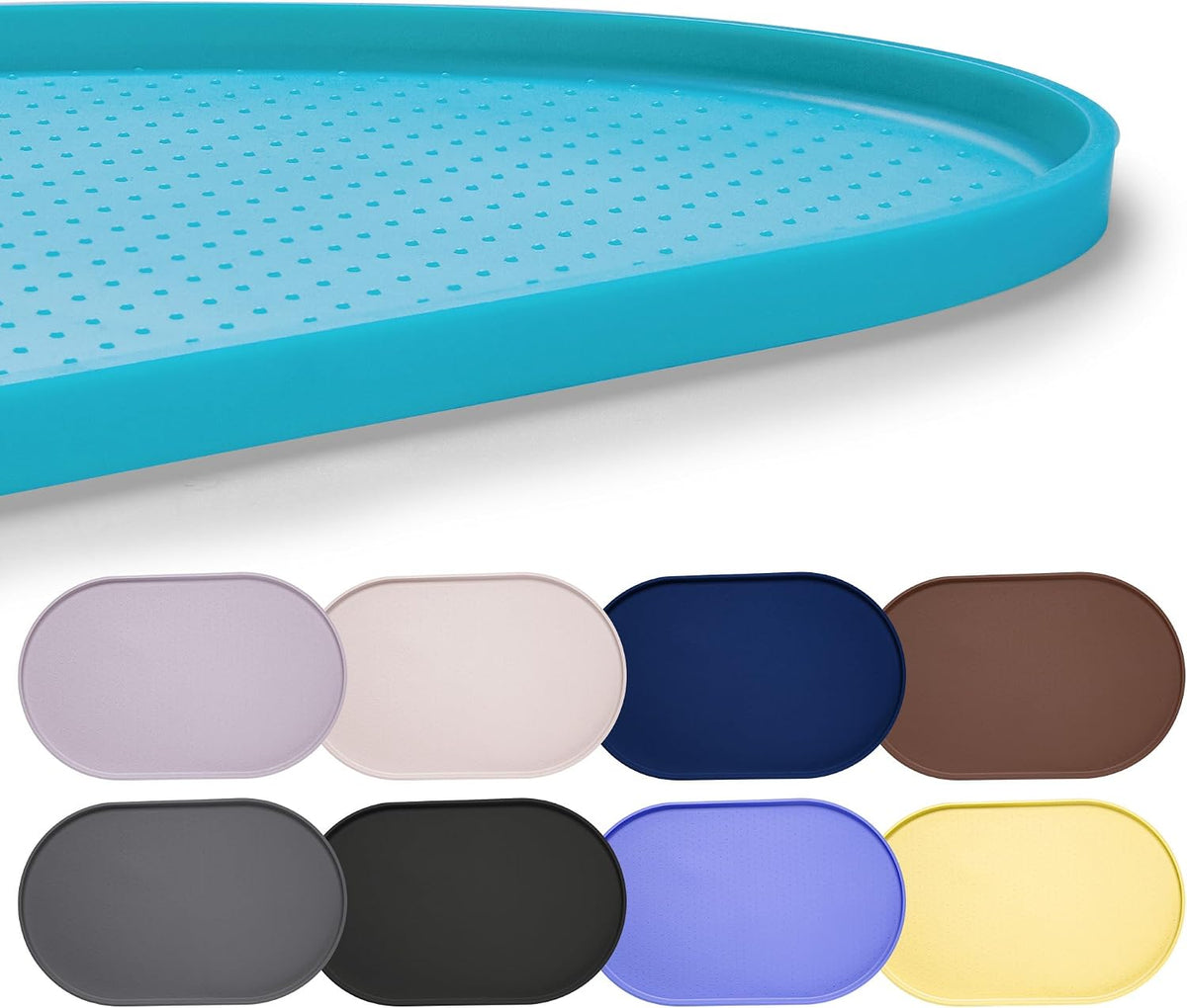 Hubulk 100% Waterproof Silicone Pet Feeding Mat with Raised Edge - Teal / 16"L x 10"W