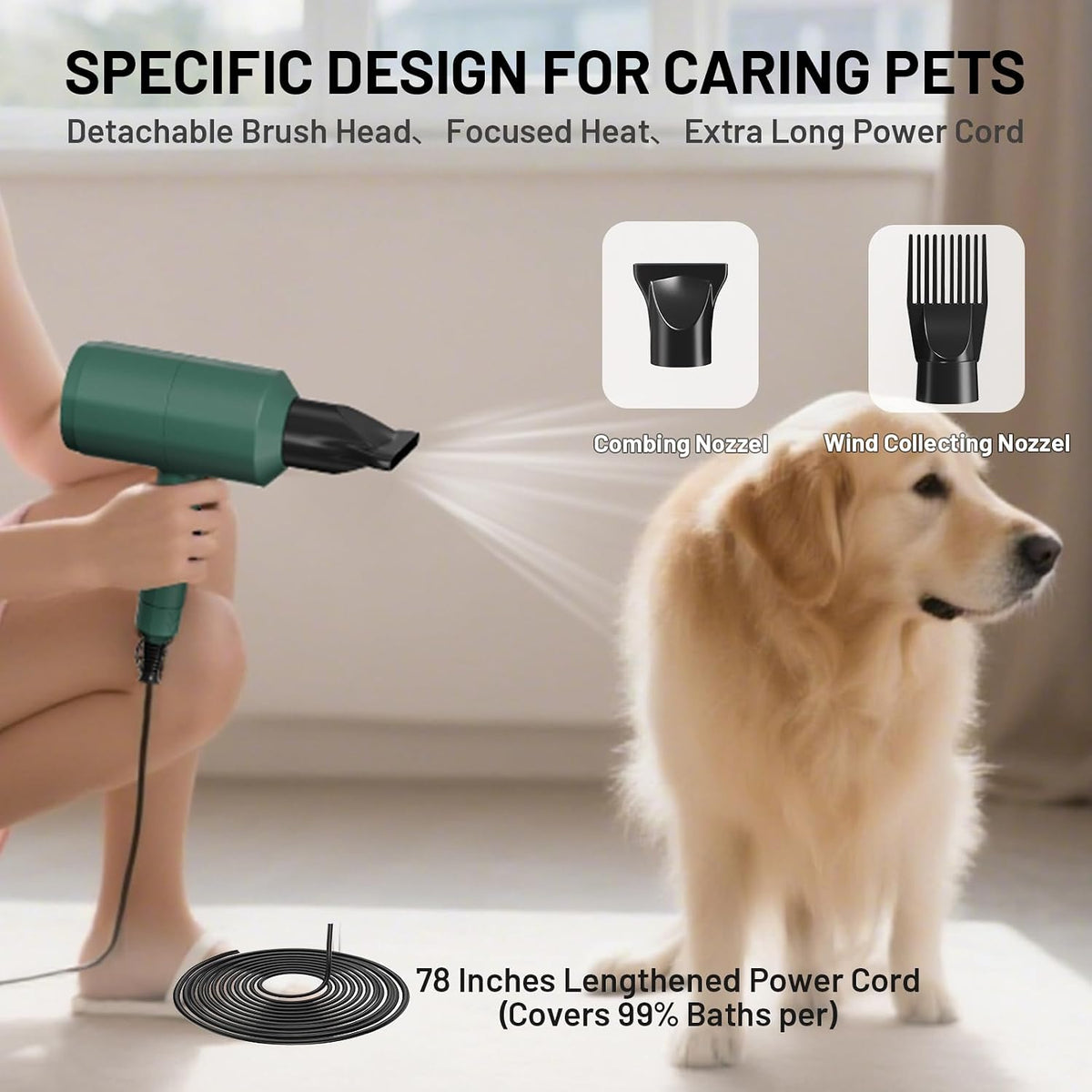 Dog Cat Hair Dryer for Medium/Small Pets, Grooming Blower Dryer – Essentials for Dogs - image 4