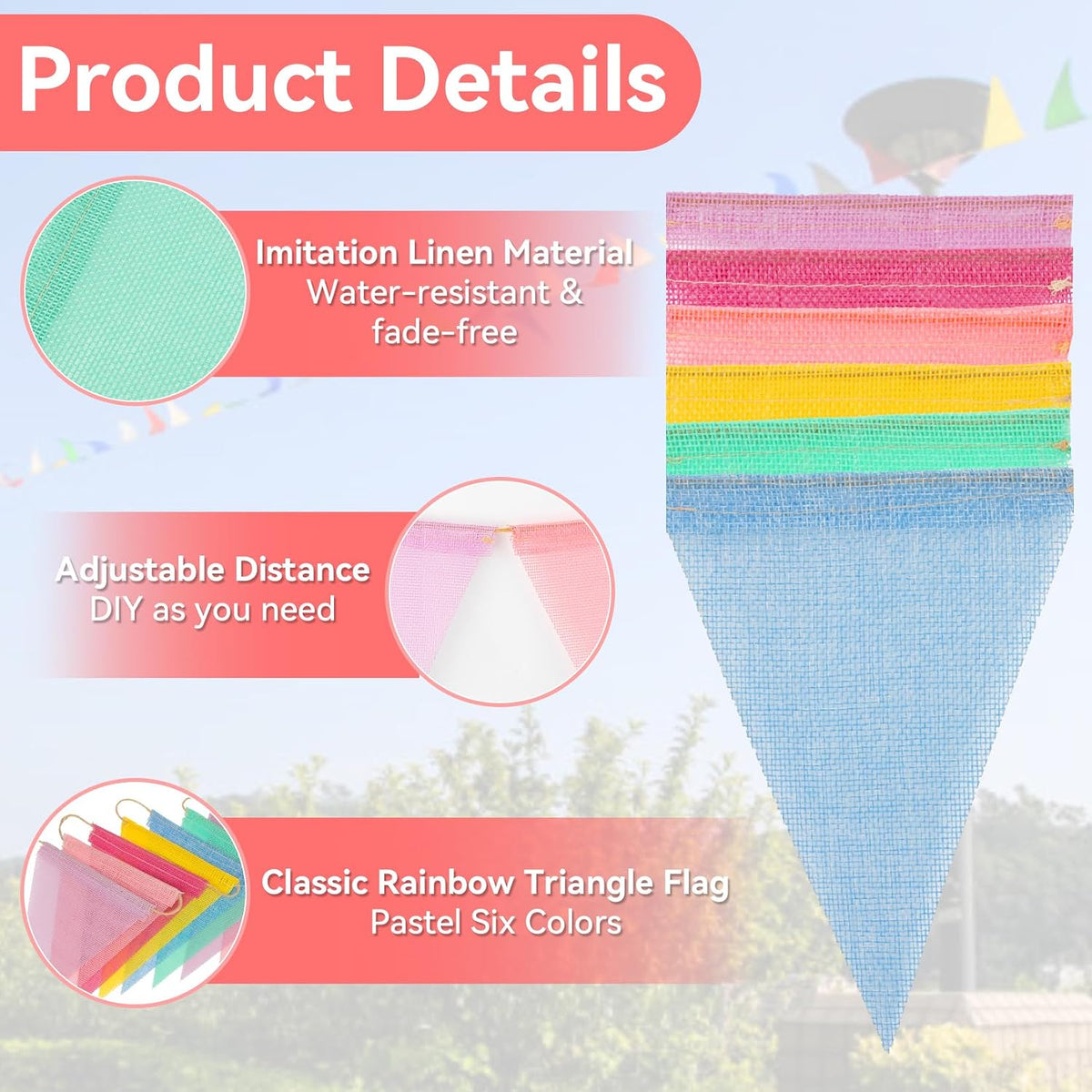 MAQIHAN 52.5 Ft Colorful Pennant Banner Flags - Multicolor - 6PCS - image 2