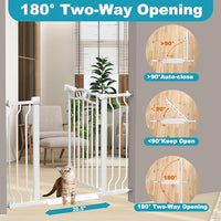 29.9-43.7 in Wide Baby Gate for Stairs Doorways, Auto Close Child Safety Gates Indoor for Dogs Pets, Pressure Mounted Metal Barrier Kids Toddler Door Walk Through, 30" Tall, White