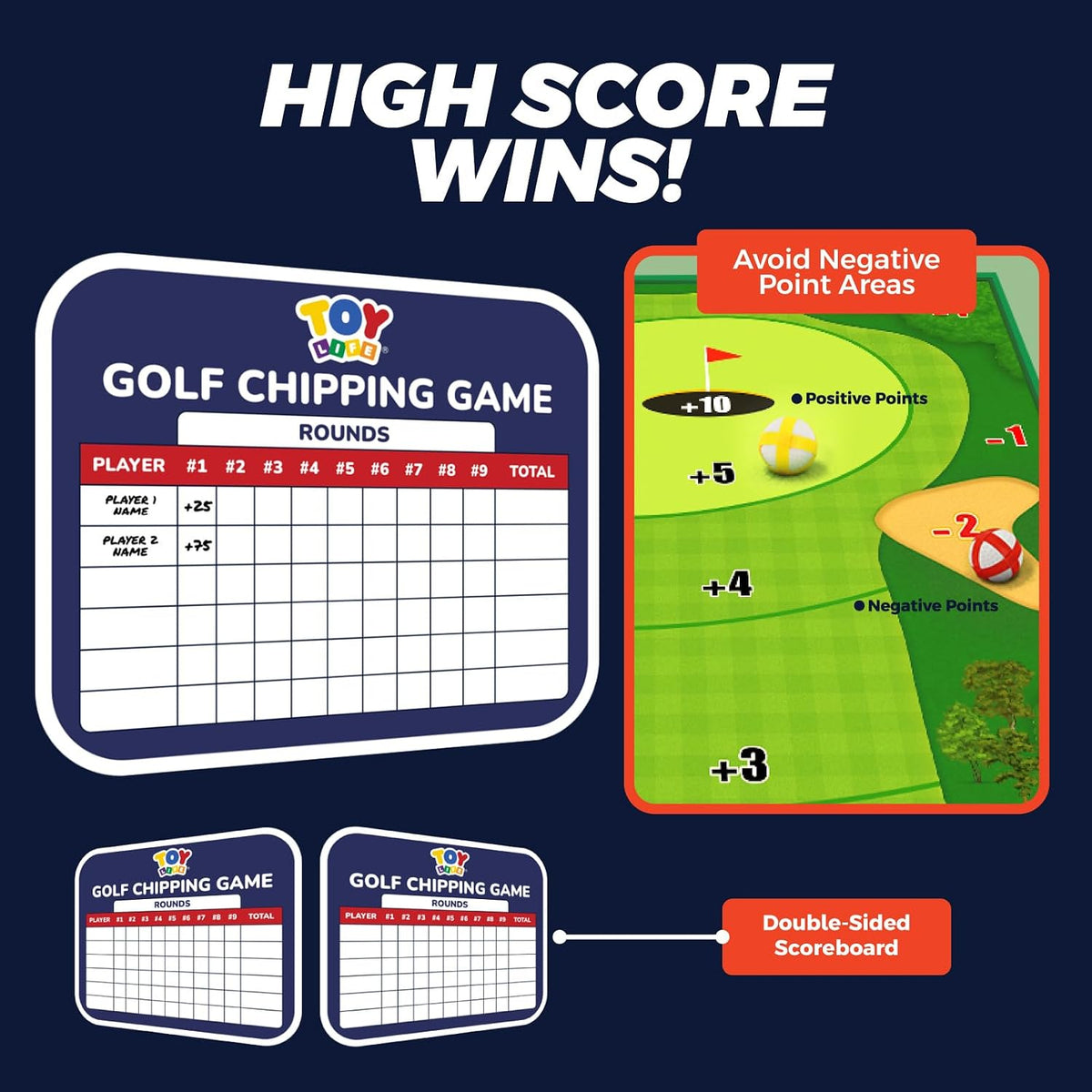 TOY Life chipping golf game mat with sticky balls, scoring zones, sand traps and water hazards - view 12