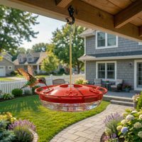2 Pack 16 oz Saucer Hummingbird Feeders for Outdoors - Pure Red / 2-Feeder Set - image 2