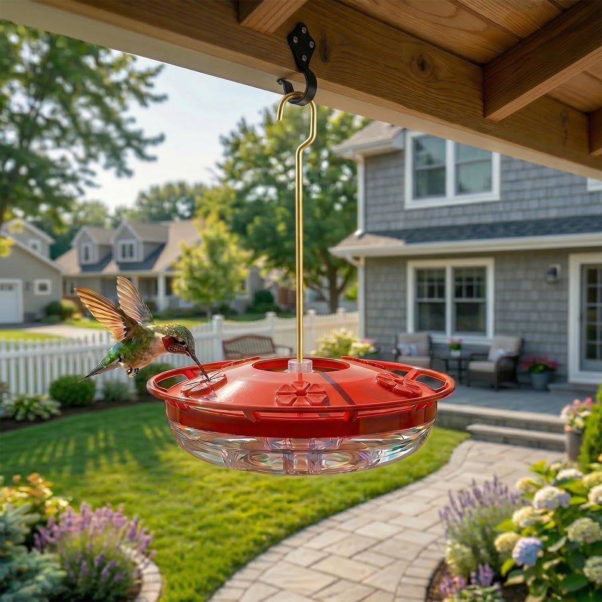 2 Pack 16 oz Saucer Hummingbird Feeders for Outdoors - Pure Red / 2-Feeder Set - image 2