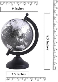 RELY+ 5 inch desktop world globe on a sturdy metal stand in metallic black - view 4