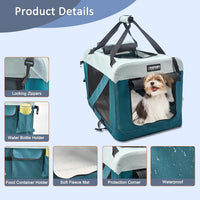 JESPET 3 Door Soft Dog Crates Kennel - 8-Teal Blue / Small(24"L x 16.5"W x 16.5"H) - image 4