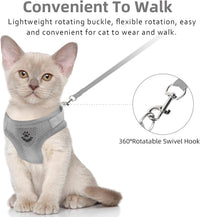 Cat Vest Harness and Leash Set - Gray / Small (Chest: 11"-13") - image 3