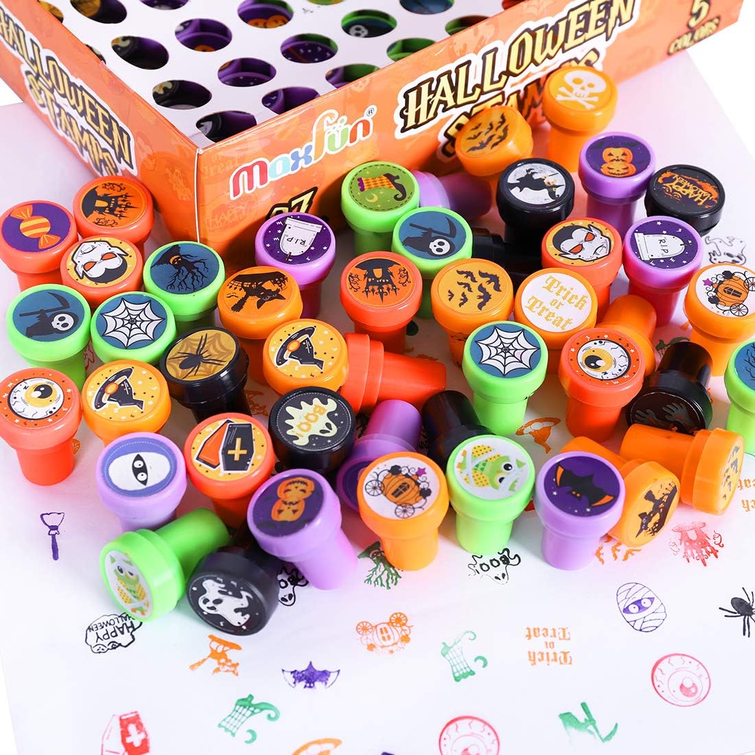 Max Fun 108 pack Halloween stamps for kids in 27 designs including pumpkins, ghosts and bats - view 8