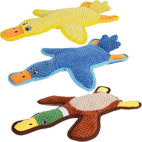 Dog Toys 3-Pack Cute Duck Shapes Puppy Toys No-Stuffing Squeaky - Multicolor / Duck Set