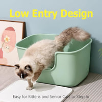 SpaceTime Extra Large Litter Box with High Sides,XL Low Entry Multi Cat Litter Pan for Kittens,Jumbo Litter Boxes for Big Cats,Anti-Splashing Cat Boxes for Indoor Cats,Open Top,Easy to Clean (Grey)