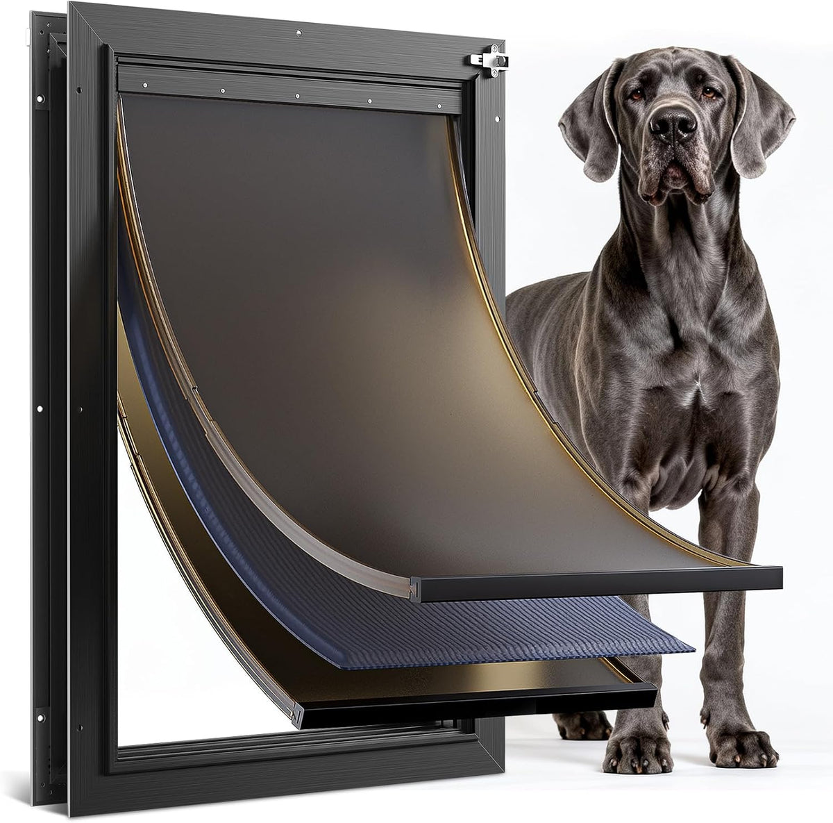 All Aluminum 3 Flaps Insulated Dog Door for Door – Essentials for Dogs - XLarge