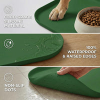 Non-Slip Silicone Dog Food Mat for Food and Water - 60 x 40 cm / Dark Green - image 4