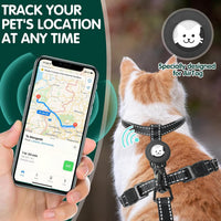 BINGPET Cat Harness with Airtag Holder - Black Reflective (Both Buckles on Chest) - image 2