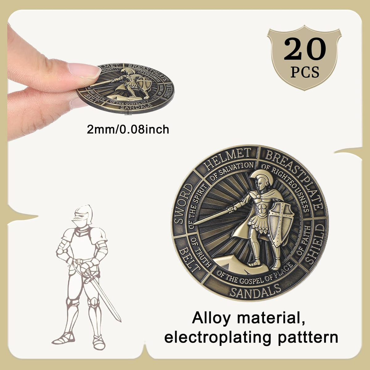 Nosiny 40 Christian challenge coins in gold zinc alloy with double sided print - view 31