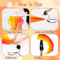 Jenaai silk veil poi set of 4 with black balls and adjustable chains in bright colors - view 30