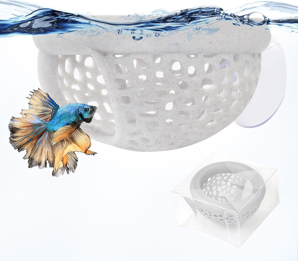 Multi-Functional Betta Hammock Feeding Bed - Marble-colored
