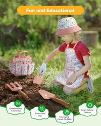 Grenebo 8-Piece Kids Gardening Set with Garden Tools for Kids - C-pink - image 4