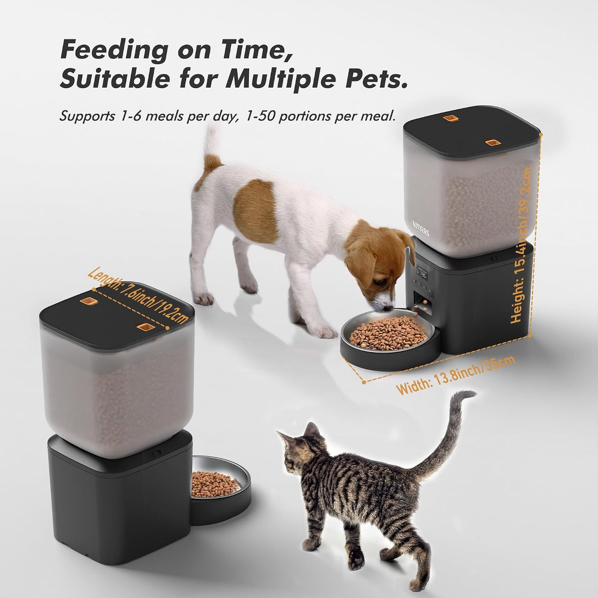 Automatic Cat Feeder for 2 Cats, Timed Cat Food Dispenser - Matte Black / Standard-One Bowl - image 3
