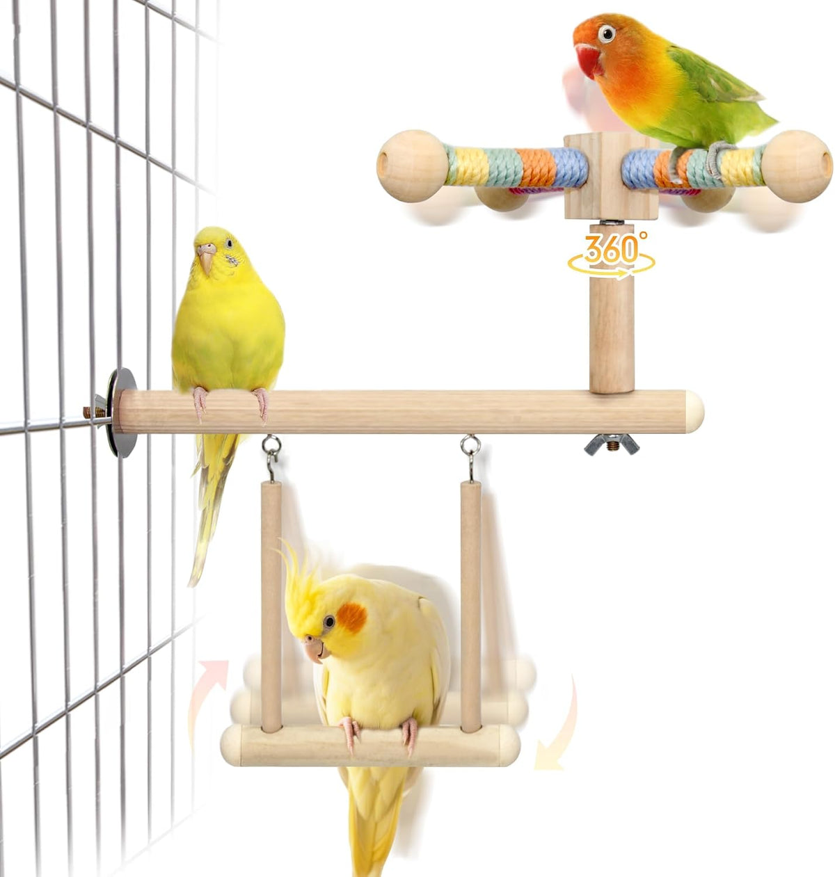Bird Spinning Perch & Swing Toy Combo