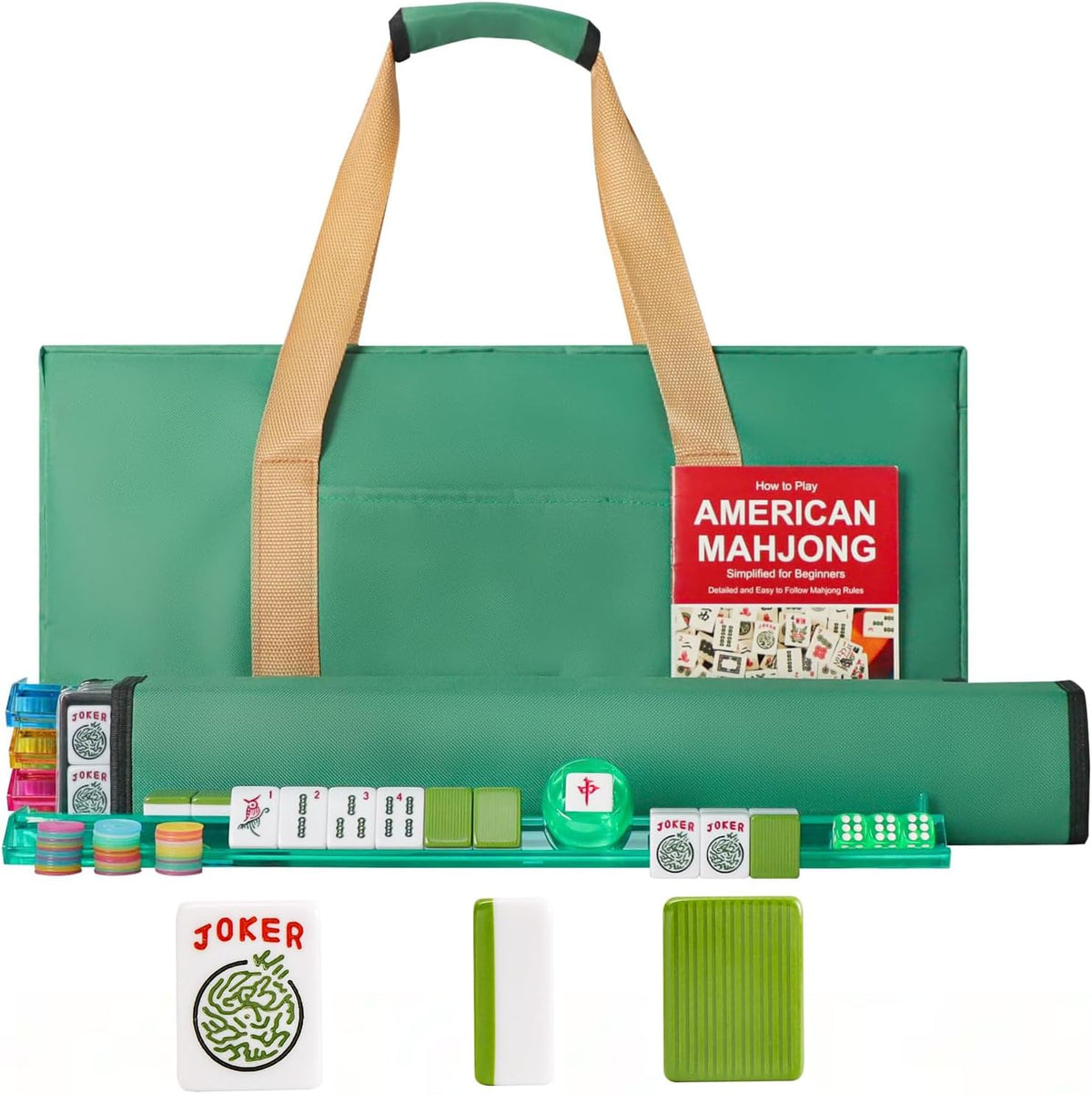 American Mahjong Game Set, 166 Green Tiles - Green