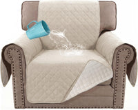 H.VERSAILTEX Sofa Cover Couch Cover for Dogs with Elastic Straps 100% - Coconut Milk / Slipcover-Chair