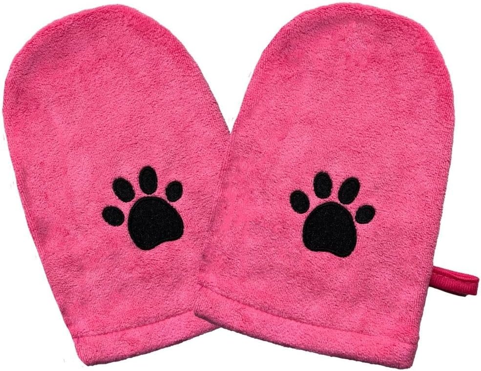 Penny & Niko Microfiber Pet Towel Mitts - Standard - 2 pack / Pink