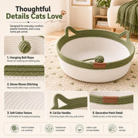 cingcinq handwoven cotton rope instinct basket bed for cats with teaser tail - view 4