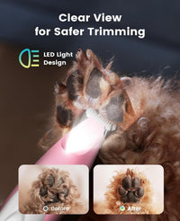 oneisall Low-Noise Dog Paw Trimmer with LED Light – Essentials for Dogs - Pink - image 3