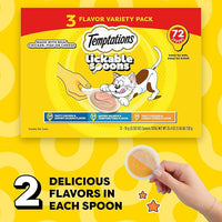 Temptations Lickable Spoons Adult Wet Cat Treats, 72 Spoons, Variety Pack