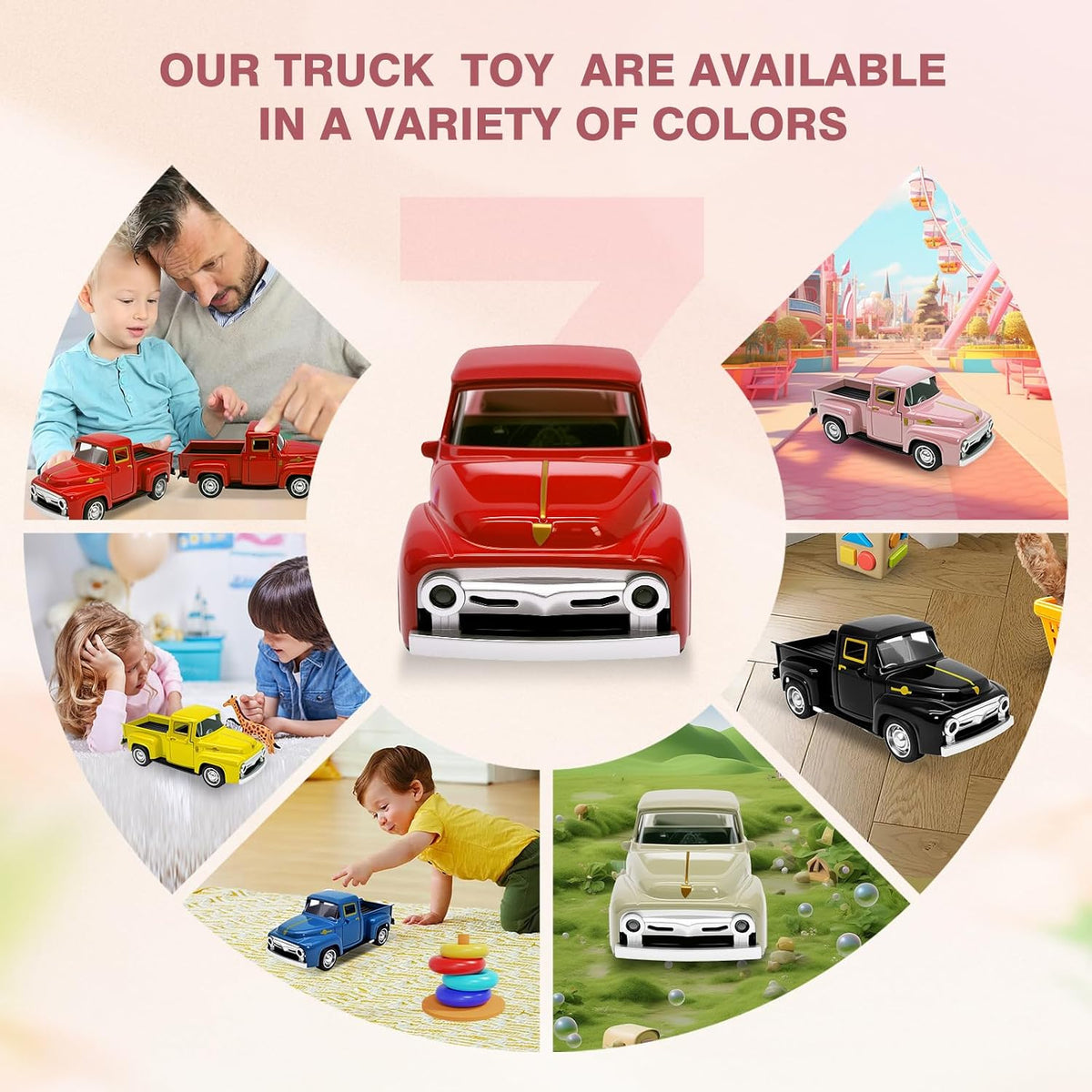 Little Blue Truck Toy,1:32 Pull Back Cars Toy for Kids Boys Girls – Fun for Kids & Family - Red - image 4