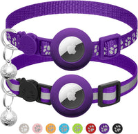 2 Pack Airtag Cat Collar Breakaway with Bell - Purple