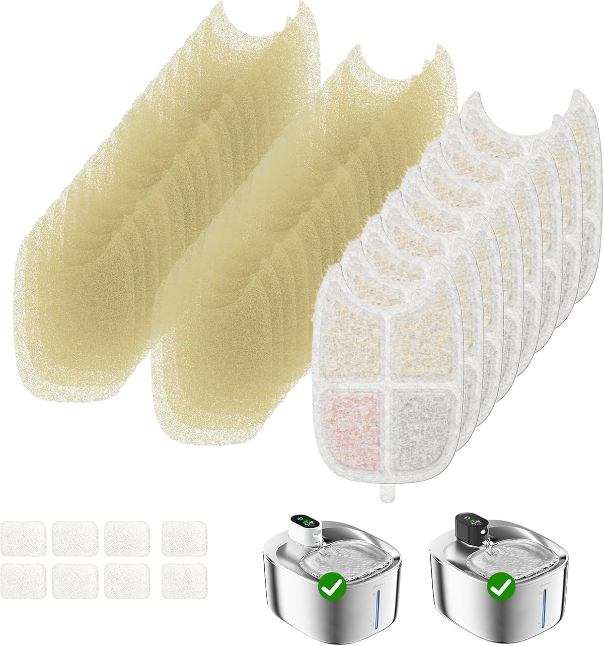 Wireless Cat Water Fountain Filter - 8 Filters & 32 Sponges + 8 Pump Filters