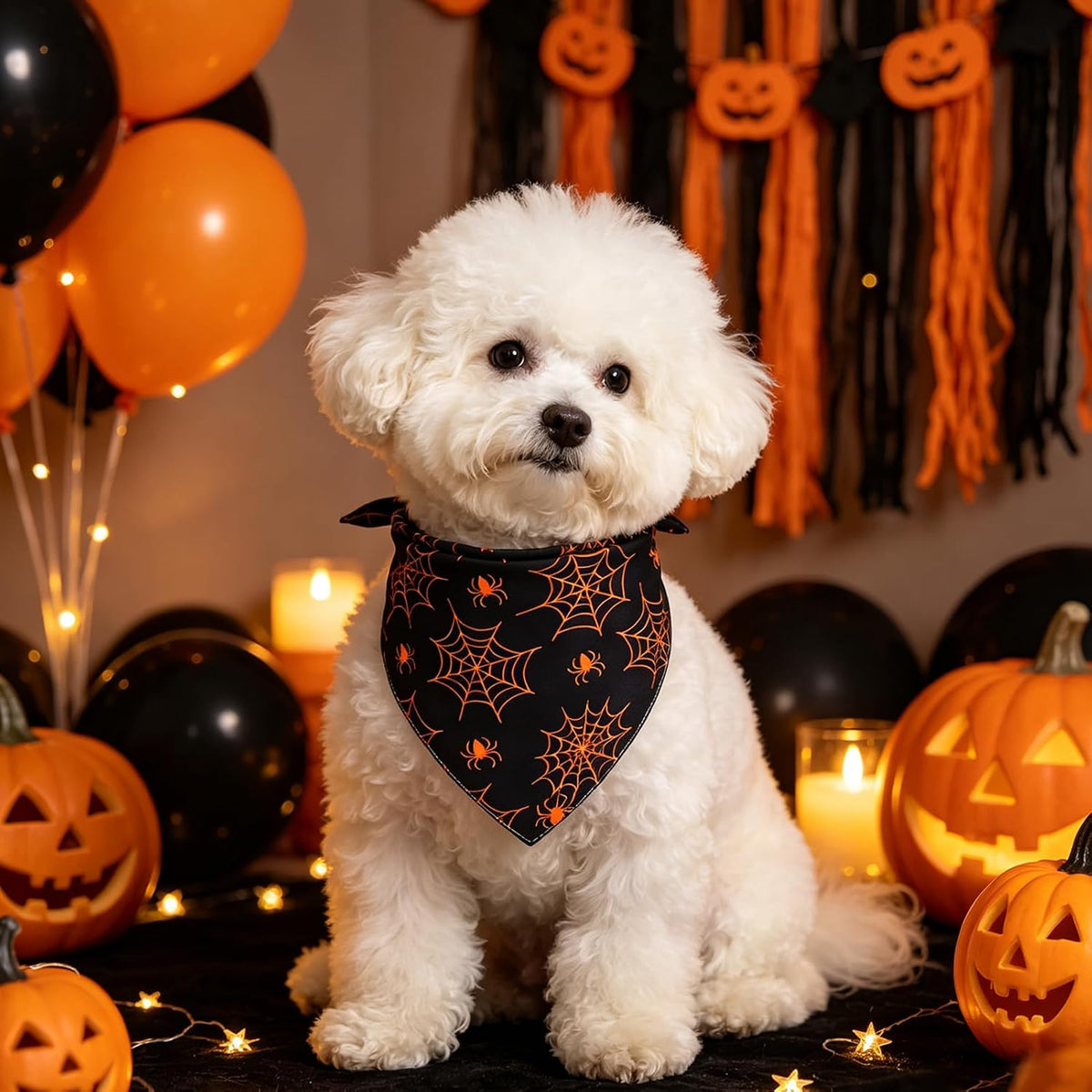 PUPTECK Dog Cooling Bandanas 4pcs Outfit - Purple/Black/Orange / Large (24"x17"x17") - image 4