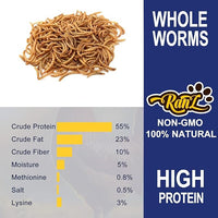 RANZ 8LBS Non-GMO Dried Mealworms for Chickens, High Protein Meal Worms, Premium Chicken Feed, Whole Large Mealworms for Blue Birds, Ducks, Fish