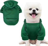 Dog Hoodies for Small Dogs with Zipper Pocket - Green / X-Large