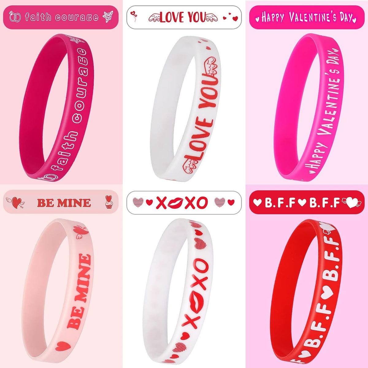 JUNEBRUSHS 24pcs Halloween Silicone Bracelets - Valentine Style - image 3