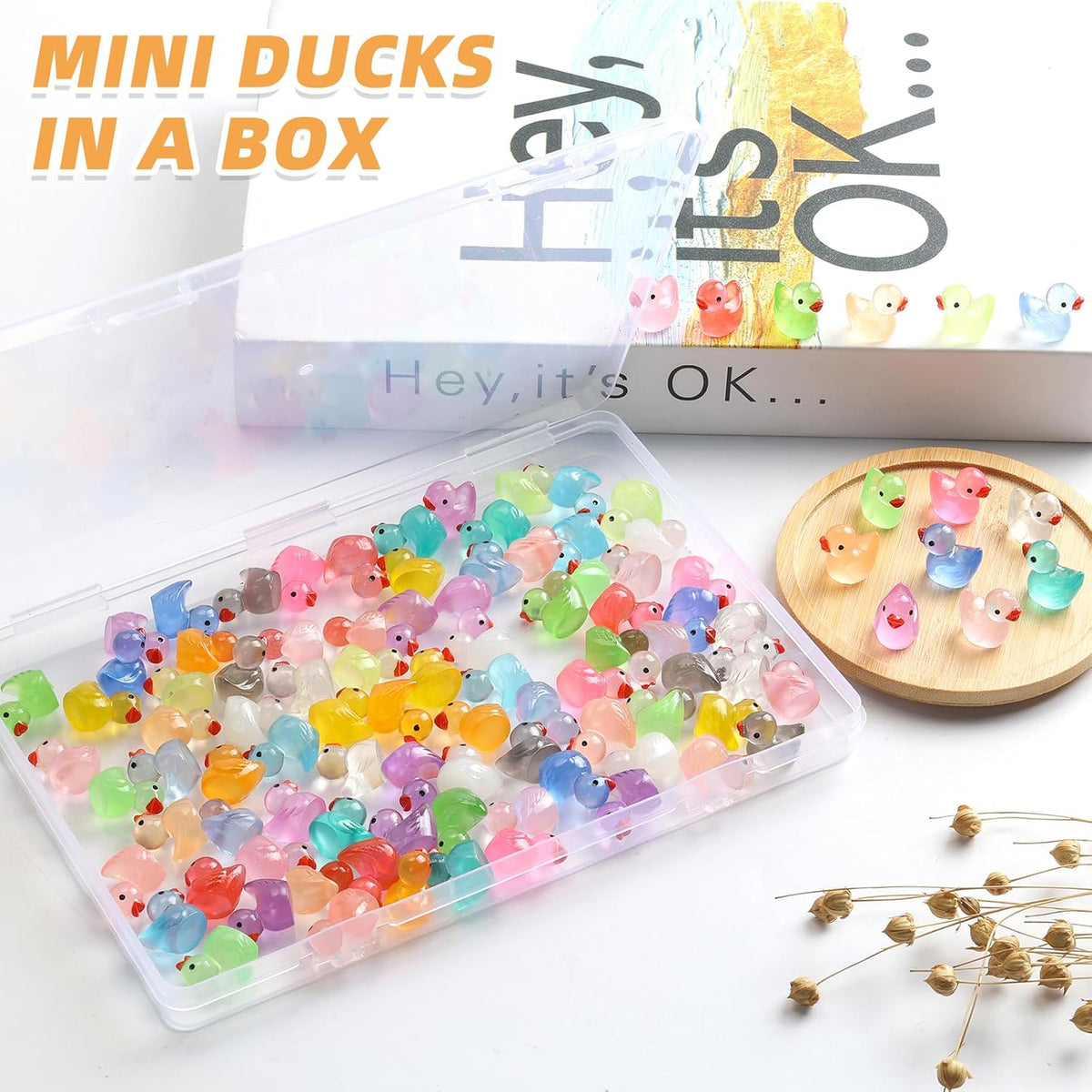 Mini Ducks 100 Pack Tiny Ducks Glow in The Dark – Fun for Kids & Family - Luminous Mini Ducks - image 2