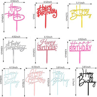 10 PCS Black Happy Birthday Cake Topper Acrylic Cupcake Topper - Colors - image 2