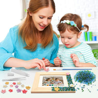 LEJITEKK mosaic picture frame craft kit with pink glass stones and wooden frame - view 6