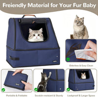 Portable Cat Travel Litter Box with Lid and 10 Pcs Disposable Liner - NAVY XL - image 4