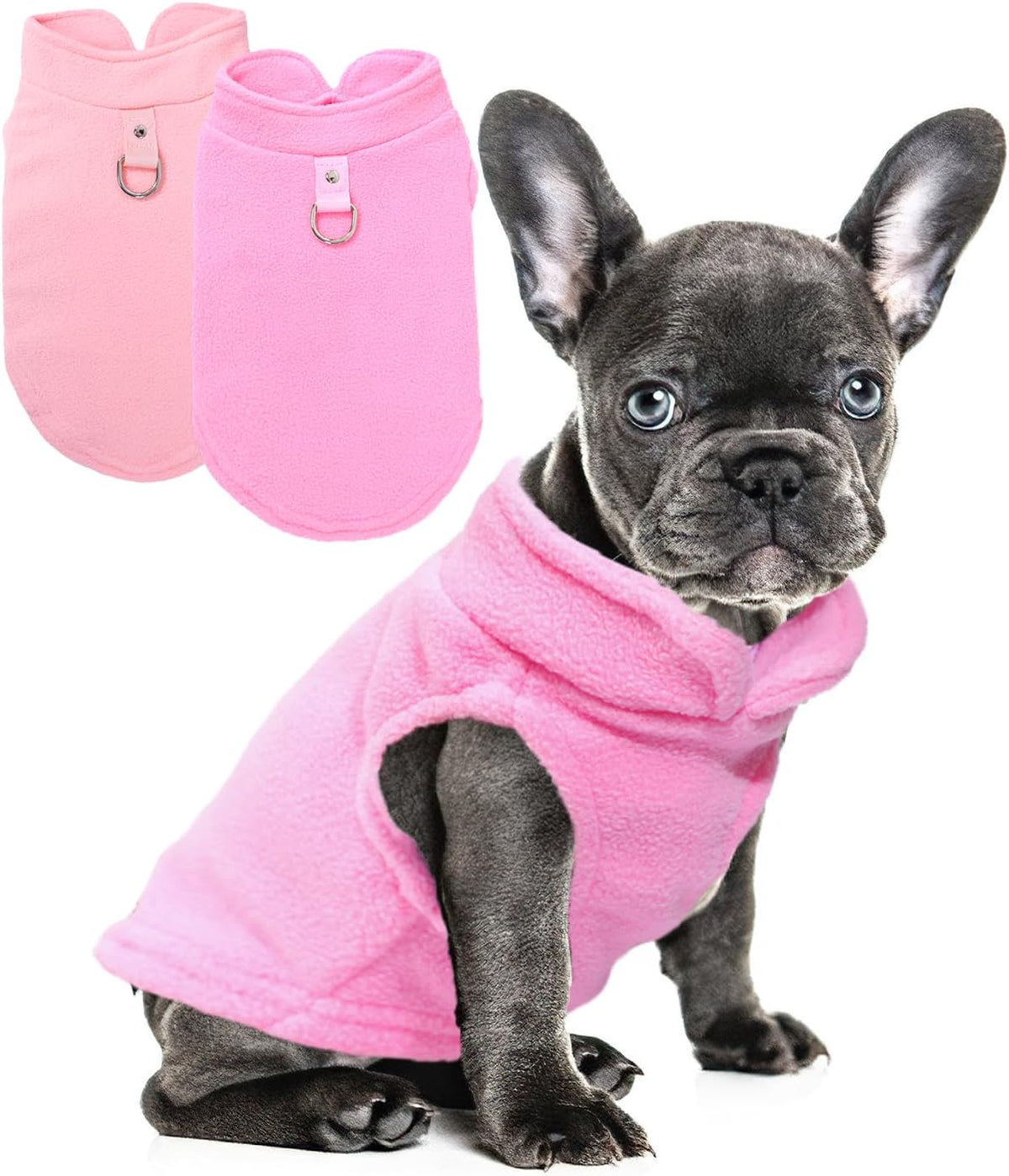 2 Pieces Fleece Dog Sweater Vest Winter Warm Dog Clothes for Small - pink,light pink / Medium(7-10lbs)
