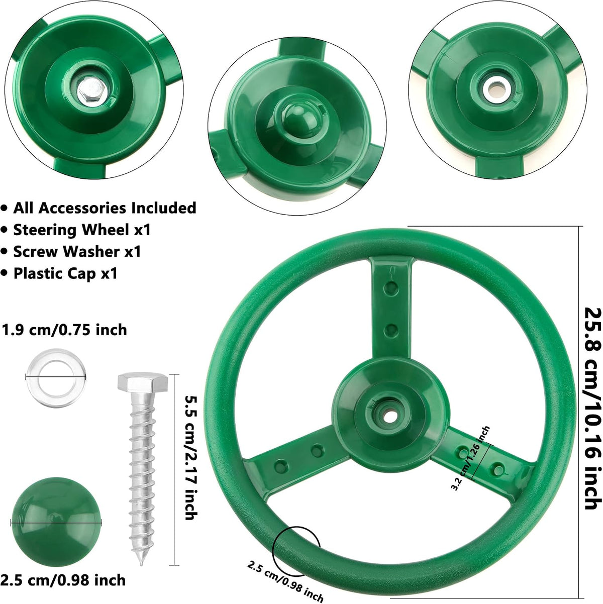 Haconba 10 inch blue plastic playground steering wheel with mounting hardware - view 14