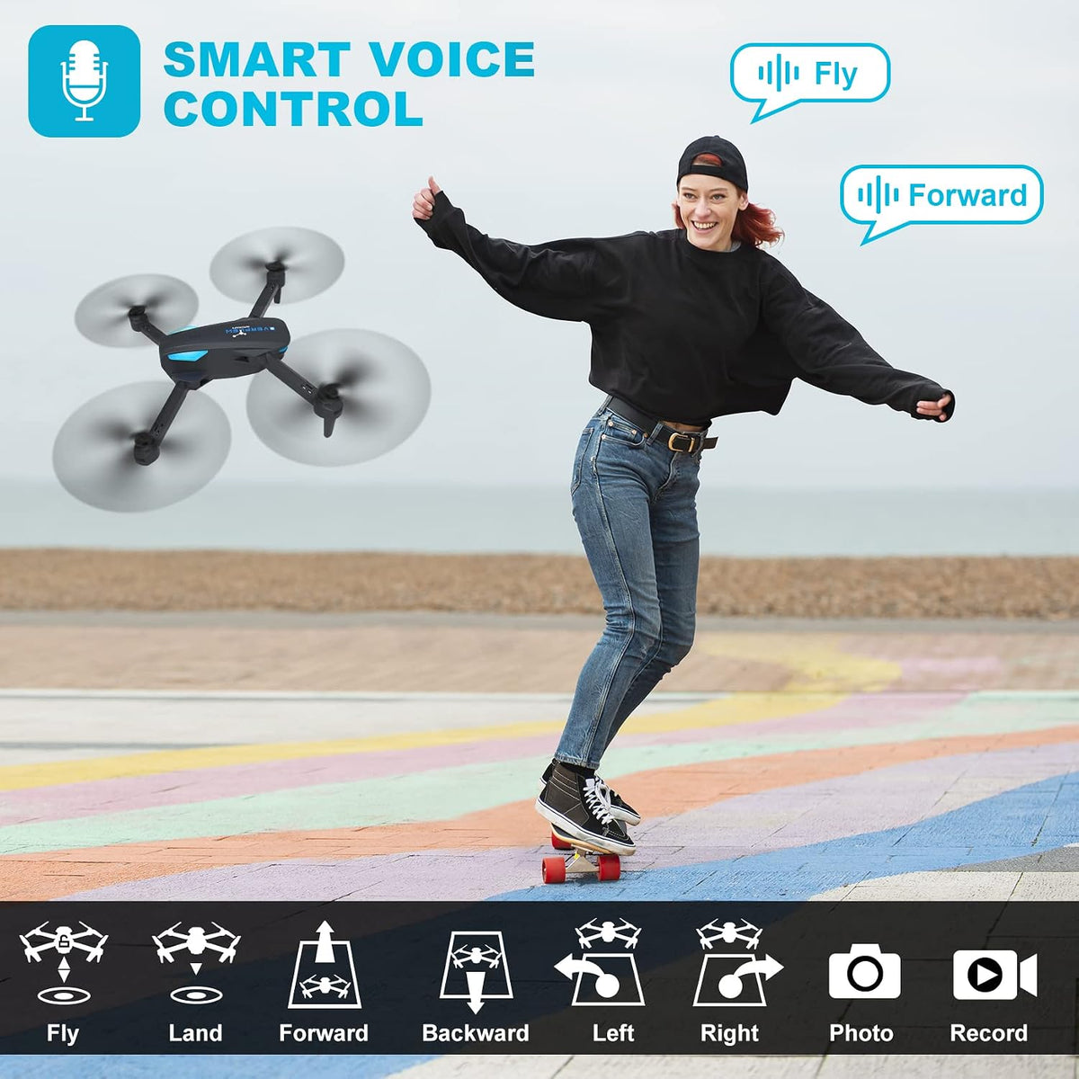 Drone with 1080P Camera for Beginners and Adults - Blue - image 4