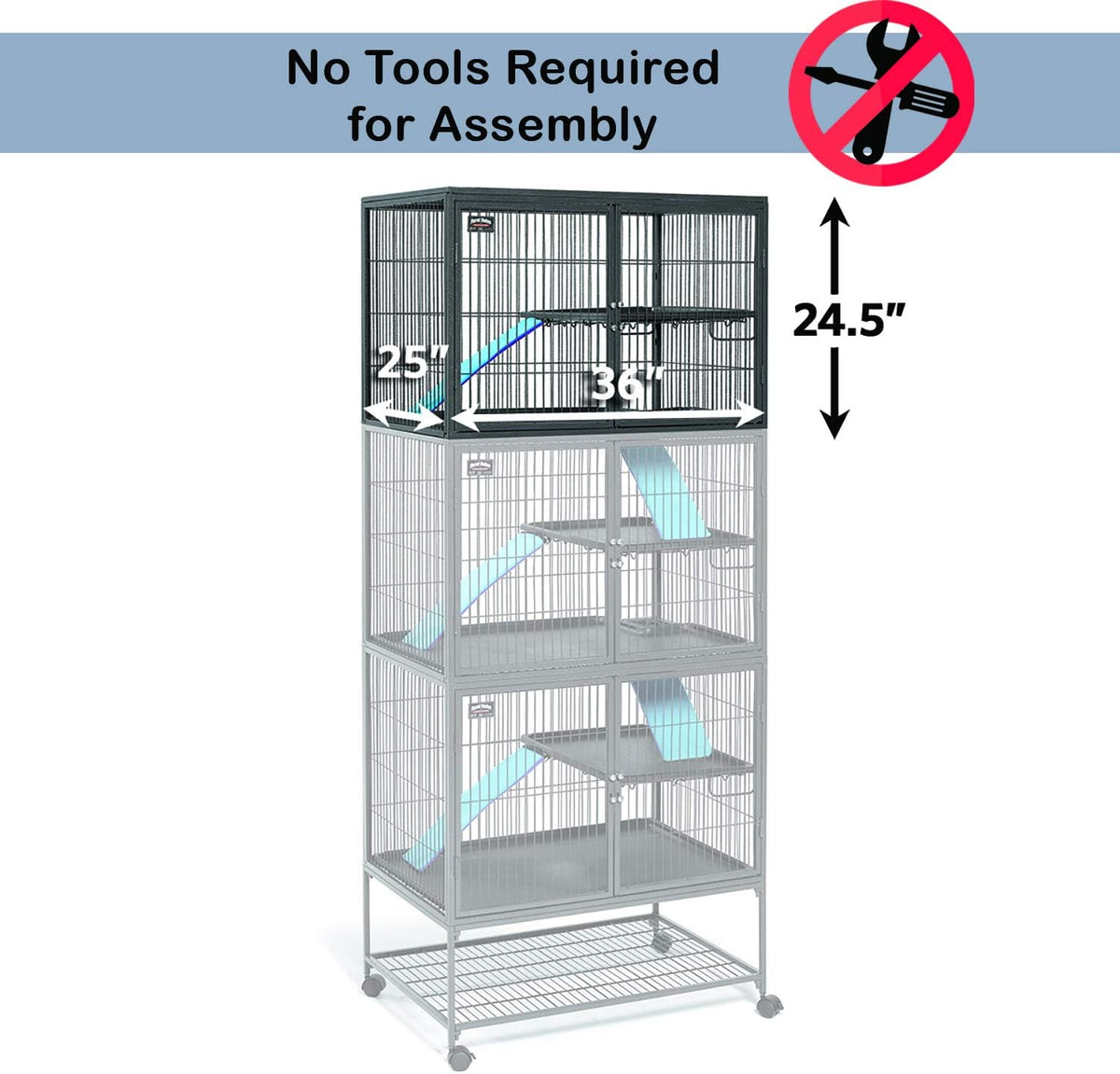 Critter Nation by MidWest Double Unit Small Animal Cage – Essentials for Small Pets - Black: 1 Inch Wire Spacing: Ferret Nation / Add-On Unit - image 2