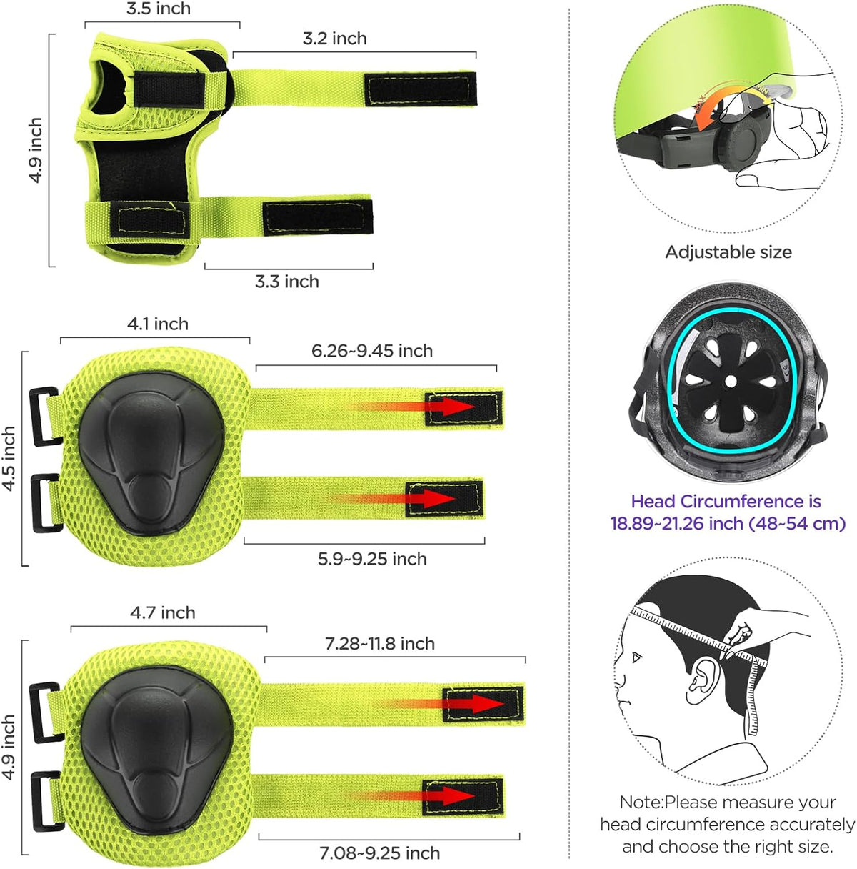 DaCool Kids Bike Helmet Set Skateboard Knee Pads - 4-Green - image 2