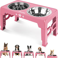 Elevated Dog Bowls for Medium Large Size Dogs - Pink / Medium Large / 1 Basic&1Slow Bowl