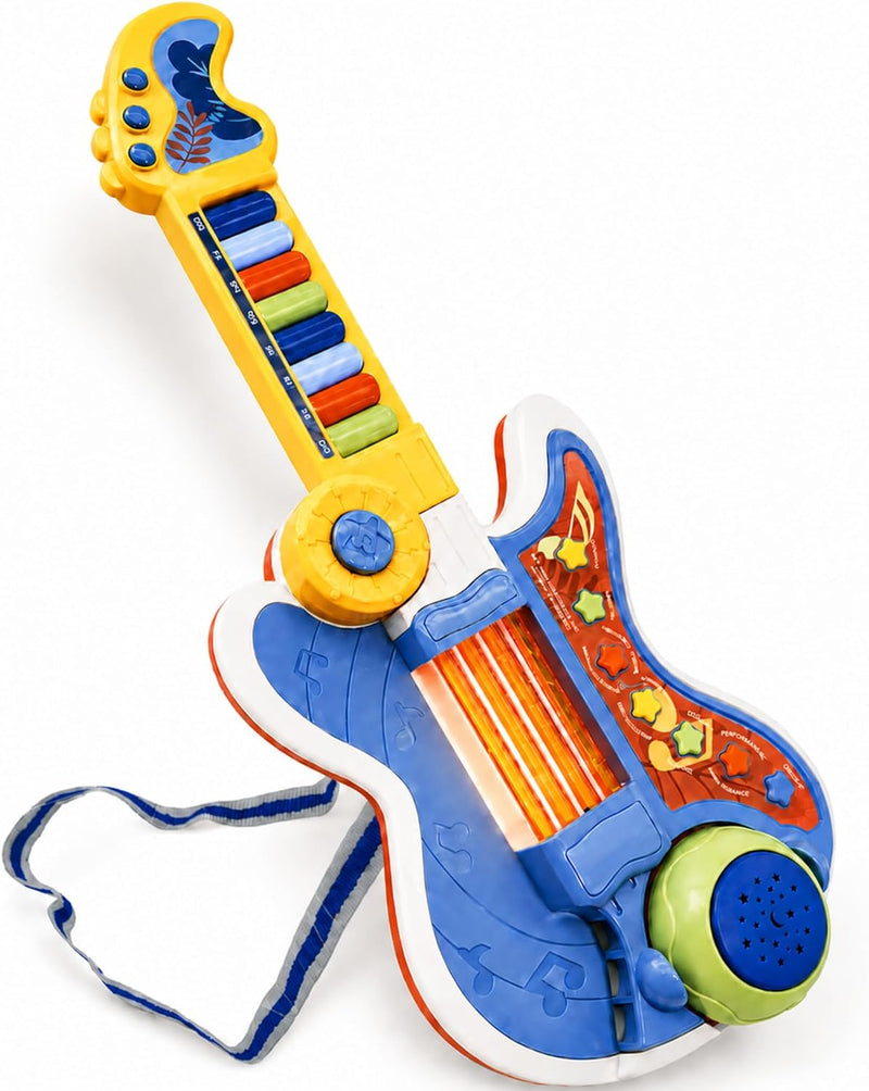 Toddler Guitar Toy, Kids Guitar and Piano with Lullaby Projector - Blue